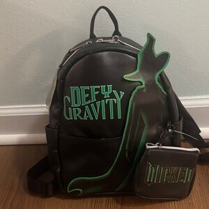Wicked Defy Gravity Black & Green Backpack with Coin Pouch